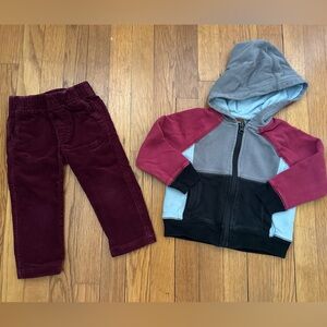 Tea Collection Toddler Corduroy Pants and Colorblock Sweatshirt
